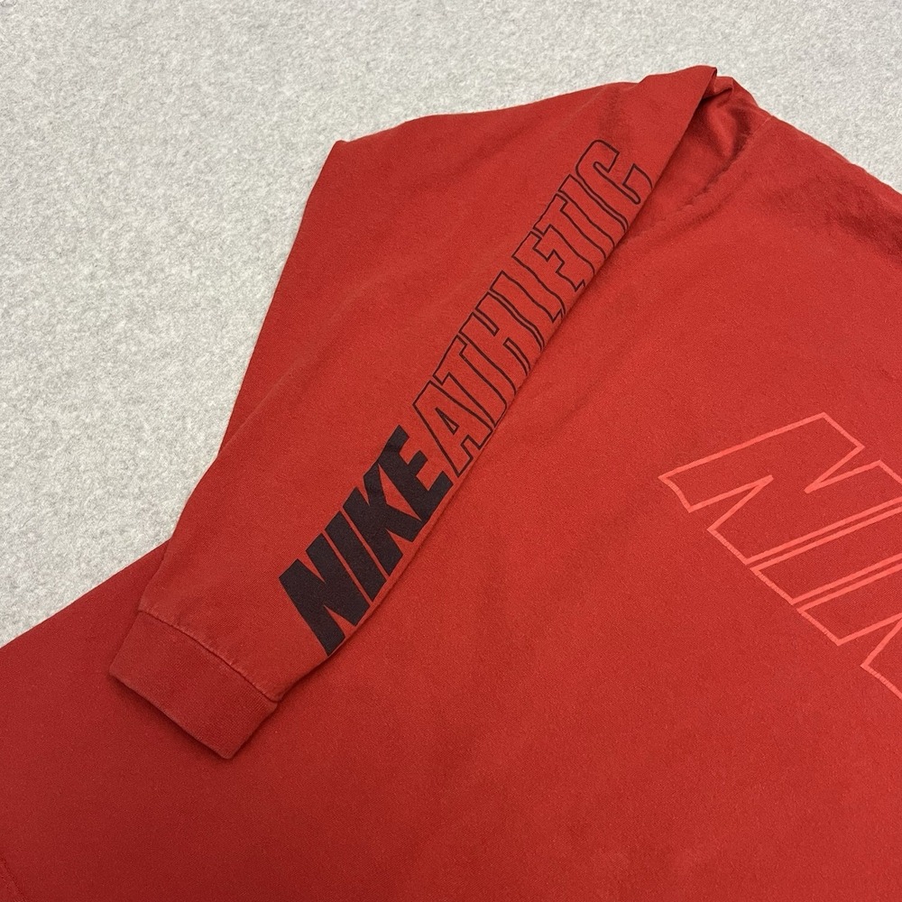 Vintage Nike Shirt Men's Large Red Long Sleeve Logo Spellout 90's Y2K - Picture 3 of 12